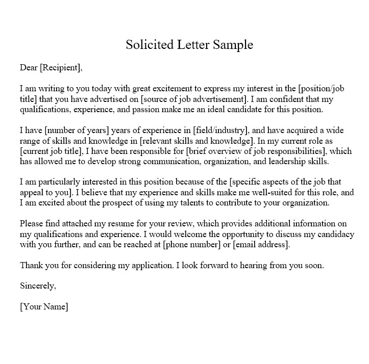 Solicited Letter Sample