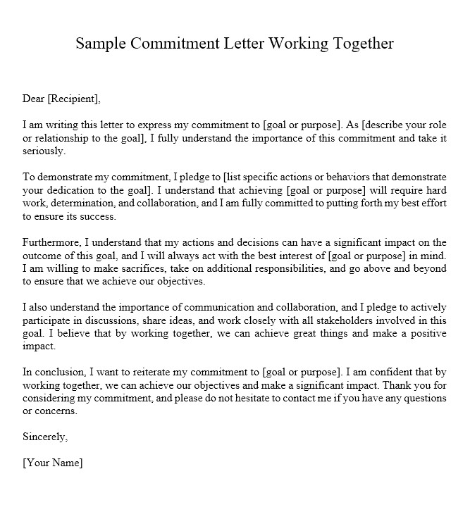 Commitment Letter Sample