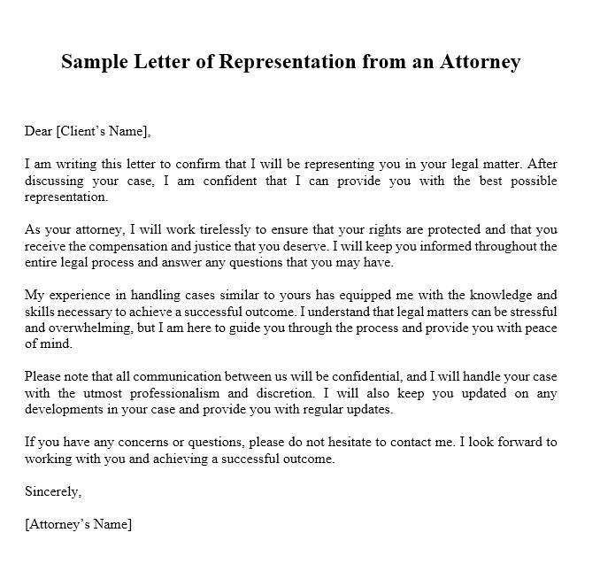 Letter Of Representation Attorney Sample Culturo Pedia 