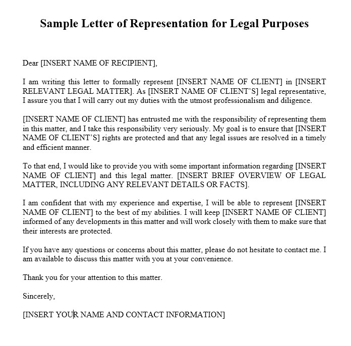 Letter Of Representation Sample