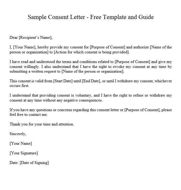 Sample Consent Letter