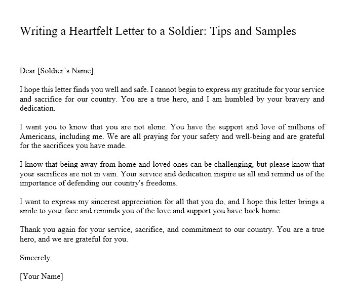 Sample Letter To A Soldier