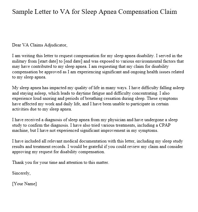 Sample Letter To Va For Sleep Apnea Culturo Pedia 1971