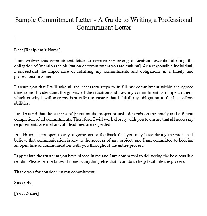 Sample Of A Commitment Letter