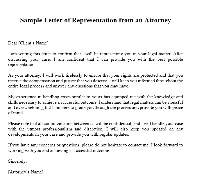 letter of representation attorney sample