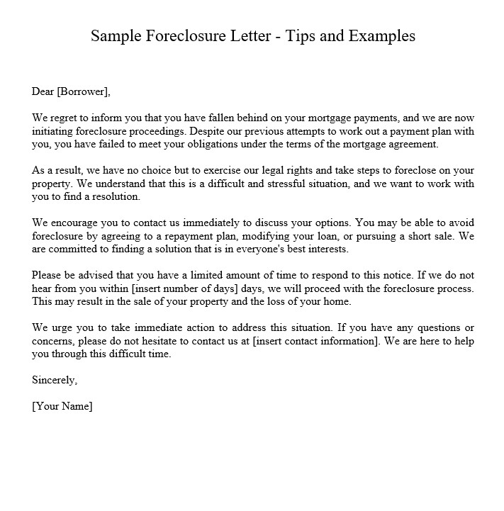 sample foreclosure letter