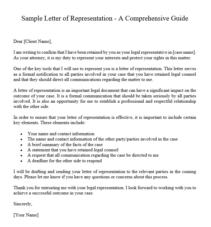 sample letter of representation