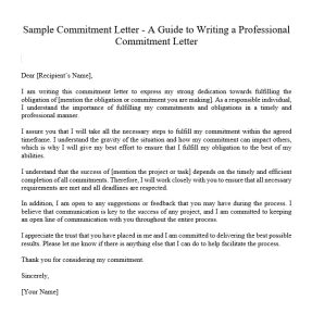 Sample Of A Commitment Letter - Culturo Pedia